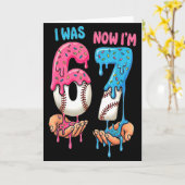 野球のアイスクリーム 私は6歳 今は7歳 面白い67歳誕生日 カード (黄色い花)