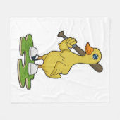 野球のアヒルこうもり フリースブランケット (正面(横))