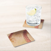 野球のアートワークヴィンテージ スクエアペーパーコースター (インサイチュ)