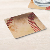野球のアートワークヴィンテージ スクエアペーパーコースター (アングル)