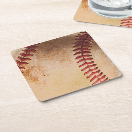 野球のアートワークヴィンテージ スクエアペーパーコースター (アングル)