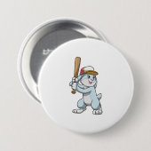 野球のウサギこうもり 缶バッジ (正面&裏面)