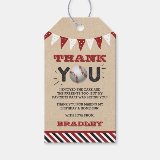 野球のエイジ誕生日 ギフトタグ (正面)