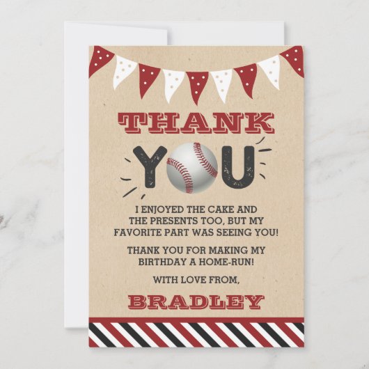 野球のエイジ誕生日 サンキューカード (正面)