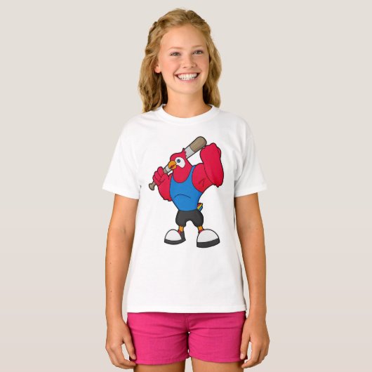 野球のオウムこうもり Tシャツ (正面フル)