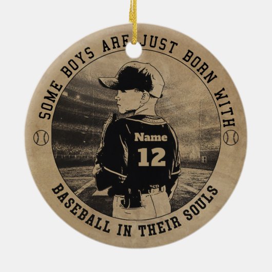 野球のカスタマイズサッカーの名前 セラミックオーナメント (裏面)