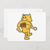 野球のキャッチグローブを持つ猫 ポストカード (正面/裏面)