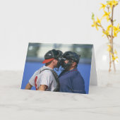 野球のキャッチャーおよびアンパイヤの論争 カード (黄色い花)