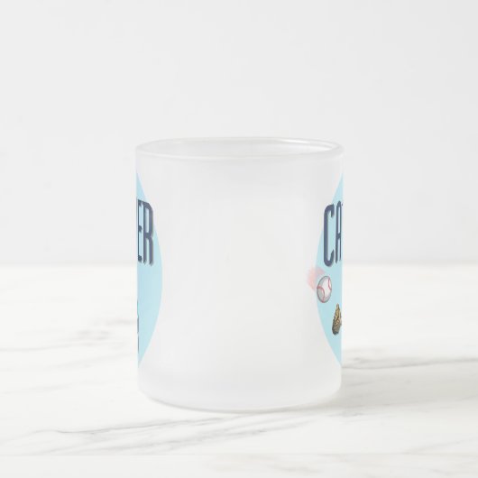 野球のキャッチャーのTシャツおよびギフト フロストグラスマグカップ (中央)