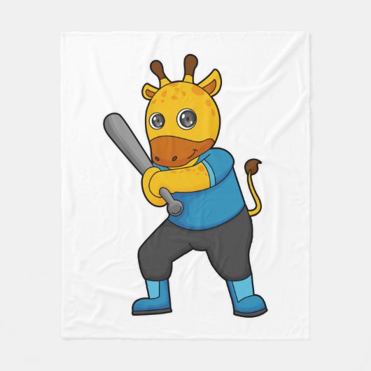 野球のキリンこうもり フリースブランケット (正面)