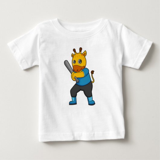 野球のキリンこうもり ベビーTシャツ (正面)