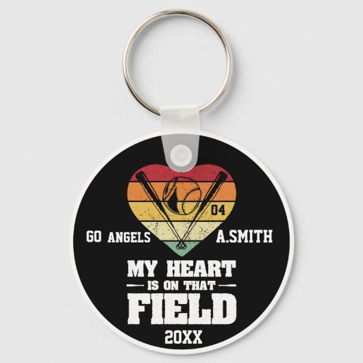 野球のギフト私のハートは、その分野にある キーホルダー (正面)