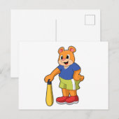 野球のクマの野球バット ポストカード (正面/裏面)