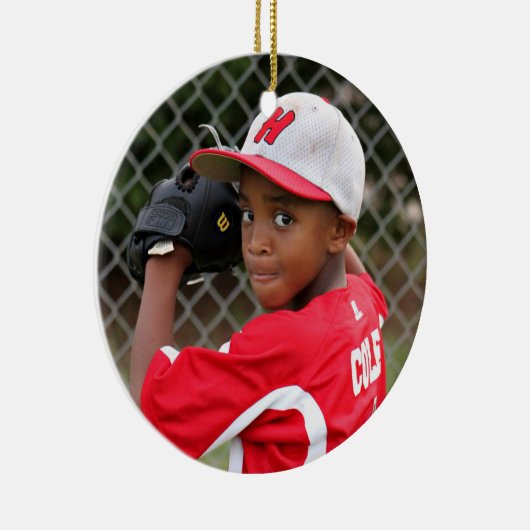 野球のクリスマスのカスタムの写真 セラミックオーナメント (右)