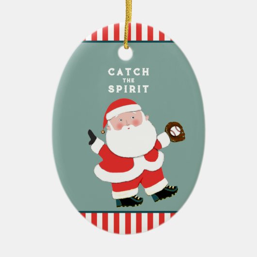 野球のクリスマスの思い出 セラミックオーナメント (正面)