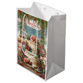 野球のクリスマスをテーマにしたベーカリー ミディアムペーパーバッグ (正面アングル)