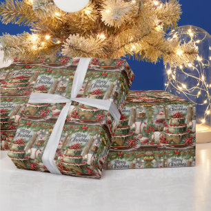 野球のクリスマスギフト ラッピングペーパー