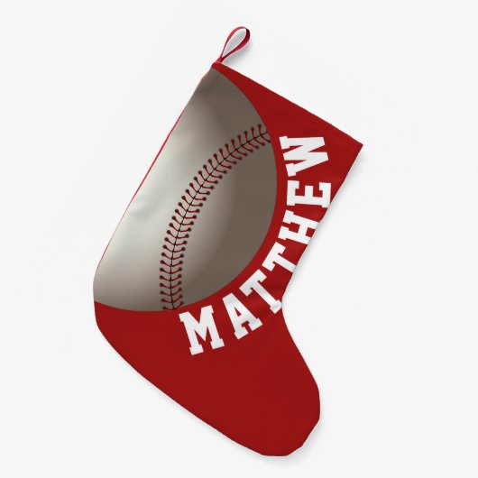 野球のクリスマスパーソナライズされた名 スモールクリスマスストッキング (正面 (吊り時))