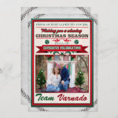 野球のクリスマスフォトカード シーズンカード (正面/裏面)