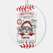 野球のクリスマスボールかわいいサンタクロース セラミックオーナメント (左)