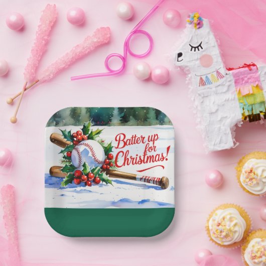 野球のクリスマス「クリスマスにバッターアップ! ペーパープレート (パーティー)