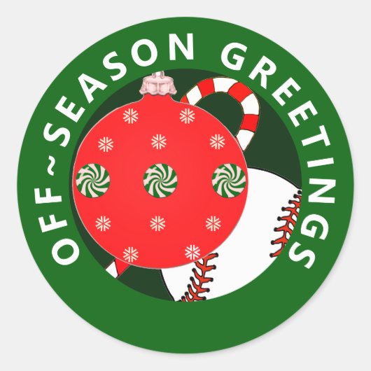 野球のクリスマス ホリデー ギフト ステッカー (正面)