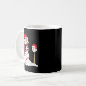 野球のクリスマス 雪だるま 野球をプレイ コーヒーマグカップ (正面左)