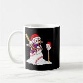 野球のクリスマス 雪だるま 野球をプレイ コーヒーマグカップ (左)