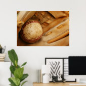 野球のグローブとボール ポスター (ホームオフィス)