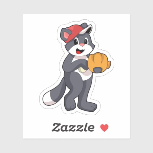 野球のグローブと猫.PNG シール (シート)