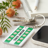 野球のコーチかプレーヤーのためのKeychain、緑及び白い、 キーホルダー (正面右)