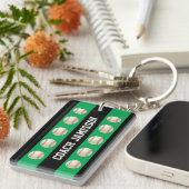 野球のコーチかプレーヤーのためのKeychain、緑及び黒い、 キーホルダー (正面右)