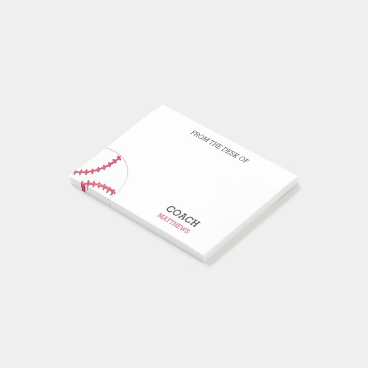 野球のコーチのパーソナライズなスポーツの机から ポストイット (アングル)