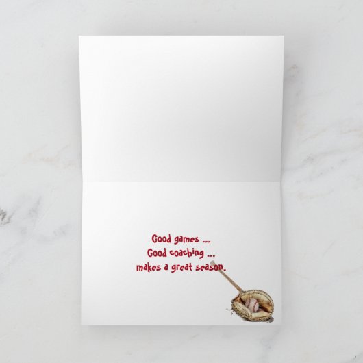 野球のコーチはフレーム感謝していしています サンキューカード (内部)