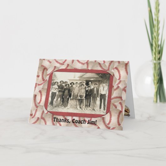 野球のコーチはフレーム感謝していしています サンキューカード (正面)