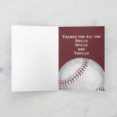 野球のコーチは感謝していしています サンキューカード (内部)