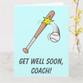 野球のコーチ，じきに回復 カード (黄色い花)