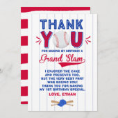 野球のサンキューカードの野球の第1誕生日 サンキューカード (正面/裏面)
