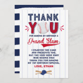 野球のサンキューカードの野球の第1誕生日 サンキューカード (正面/裏面)