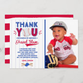 野球のサンキューカードの野球の第1誕生日 サンキューカード (正面/裏面)