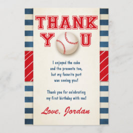 野球のサンキューカードの野球の誕生日の男の子 サンキューカード