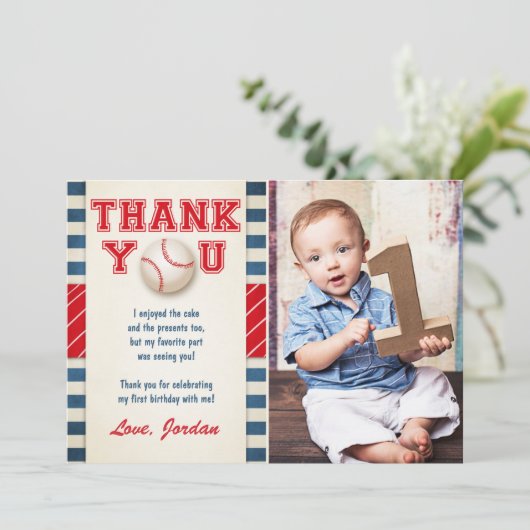 野球のサンキューカードの野球の誕生日の男の子 サンキューカード (スタンド正面)