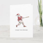 野球のサンタがクリスマスにスイング シーズンカード (正面)