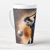 野球のサンダーピッチ カフェラテマグ (左アングル)