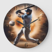 野球のサンダーピッチ ラージ壁時計 (正面)