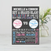 野球のジェンダーリビールパーティの招待状 招待状 (スタンド正面)