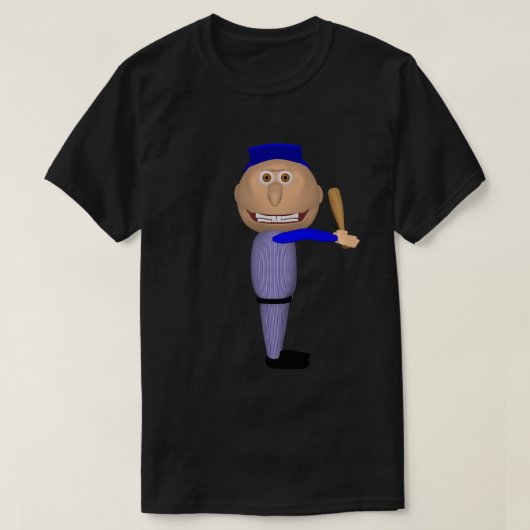 野球のジョニー(青打者) Tシャツ (デザイン正面)
