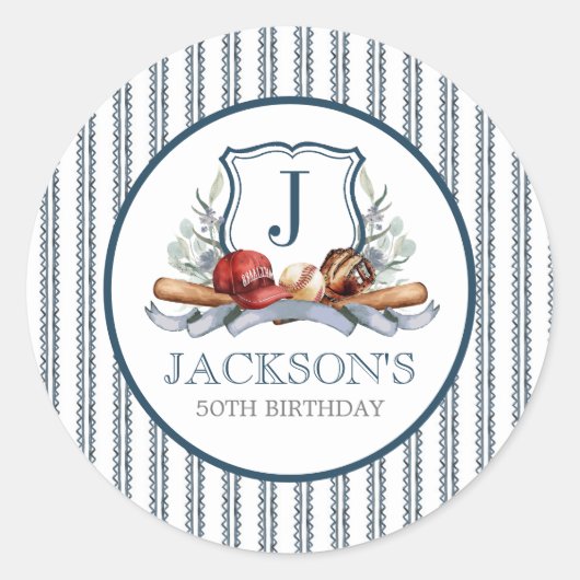 野球のステッカー、野球パーティーの好意 ラウンドシール (正面)