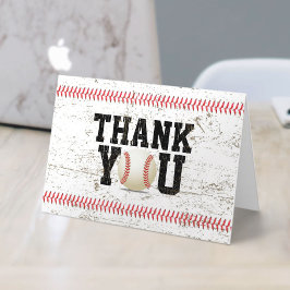 野球のステッチのスポーツのベビーシャワーは感謝していしています サンキューカード