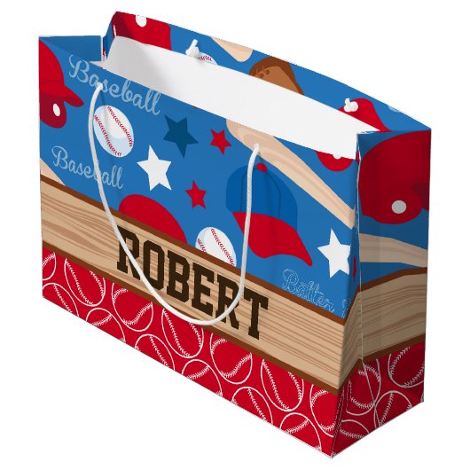 野球のスポーツのアスリートのコーチはパターンを個人化します ラージペーパーバッグ (裏面アングル)